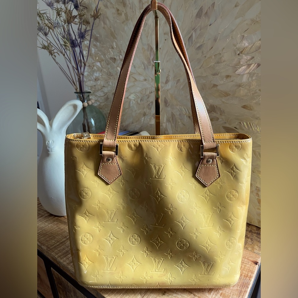 LV Louis Vuitton Vernis Leather Houston Shoulder Bag Zipper Tote